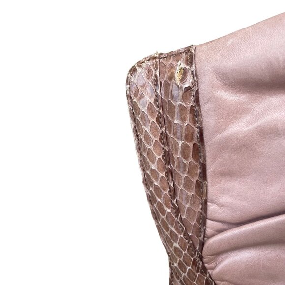 Vintage Morris Moskowitz Leather Clutch With Snake Trim & Chain Strap - Picture 11 of 11